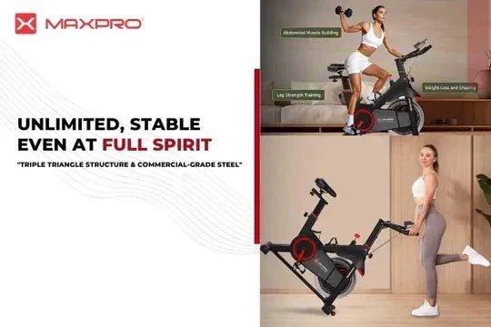 Maxpro Spin Bike that transforms your home workouts with Quiet Power and Stability - Maxpro Fitness Equipments