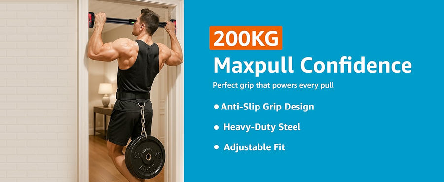 Maxpro Premium & Classic Pull Up Bar for Home Workout, Adjustable Rod 93-125cm width, Wall Mounted without Screws, Max Load 200kgs, Anti-Skid Grip for Pull-Ups, Chin-Ups, Push-Ups, Sit-Ups, and Stretching Adjustable Upper Body and Core Workout Bar(MP3002)
