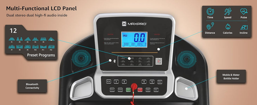 Maxpro Thrust PTA550IDC Foldable Auto Incline Treadmill for Home With 130kg Capacity