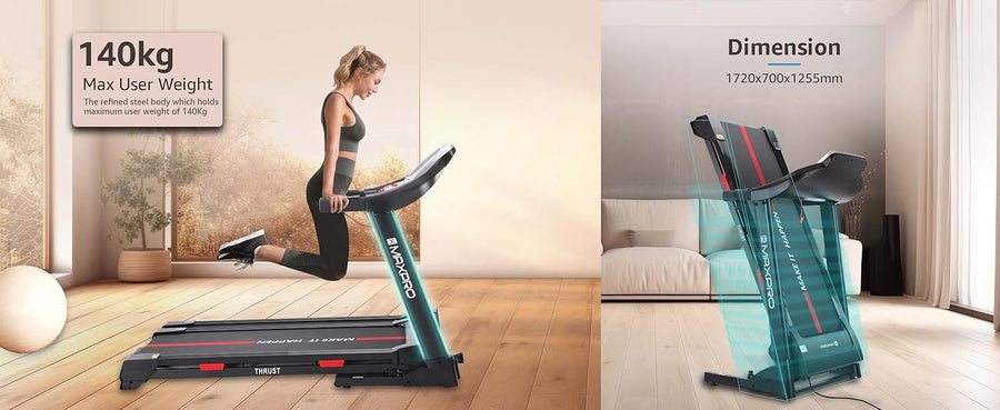 Maxpro Thrust PTA550IDC Foldable Auto Incline Treadmill for Home With 130kg Capacity