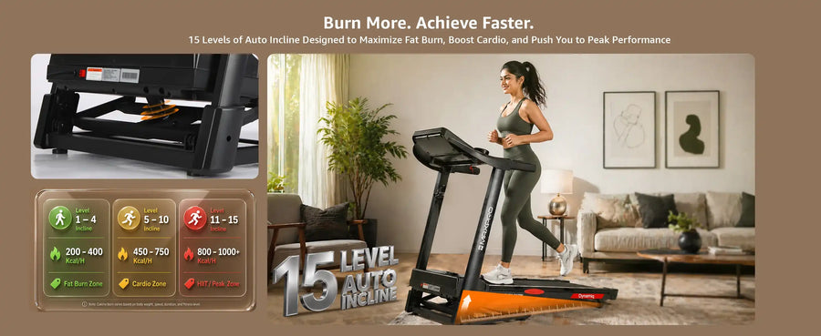 Maxpro Dynamiq PTA406 5.5HP BLDC treadmill For Home | 15 Level Auto-Incline | 130kg Weight Capacity