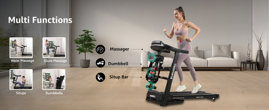 Maxpro Impact Run Multifunction Foldable Treadmill for Home Gym with Massager | 110kg Capacity(PTM600M)