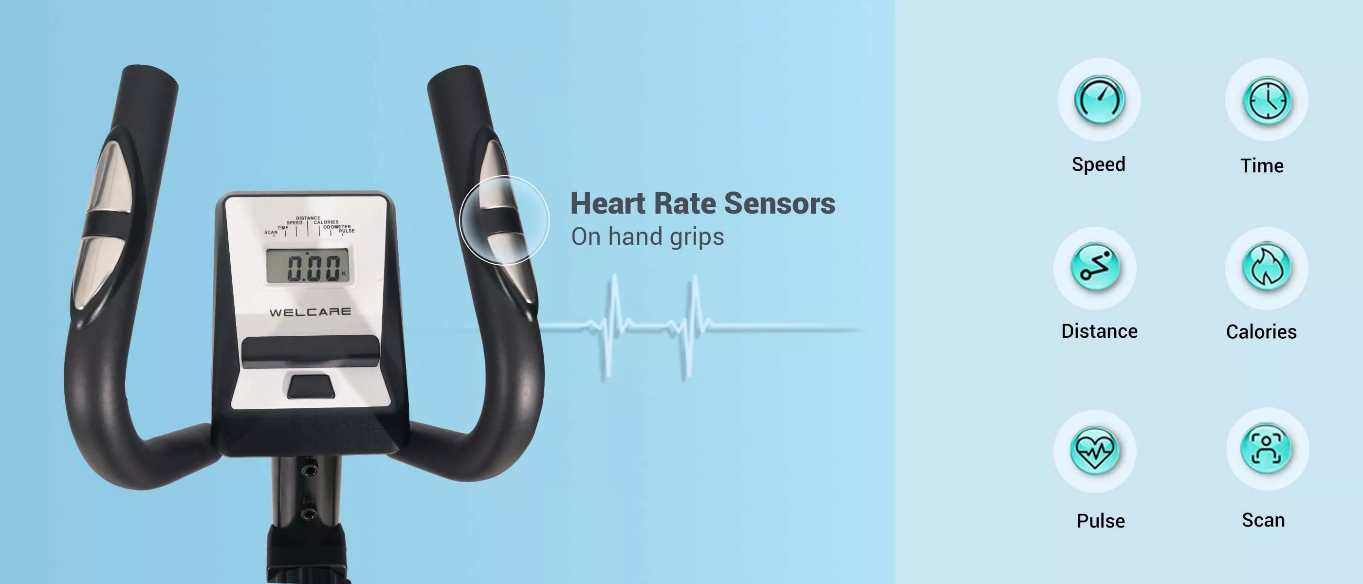 Ellipitical cross trainer with heart rate sensor