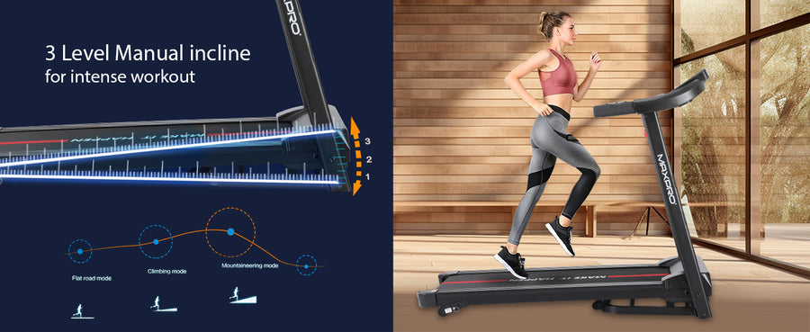 Maxpro Impact Treadmill for Home Use | 4.5 HP Peak, 110 Kg Capacity, Manual Incline, LED Display (PTM 405A)