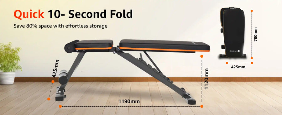 Maxpro MP-AB301 MAXBENCH | Commercial Grade Adjustable & Foldable Gym Bench for Full Body Strength Training