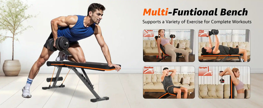 Maxpro MP-AB301 MAXBENCH | Commercial Grade Adjustable & Foldable Gym Bench for Full Body Strength Training