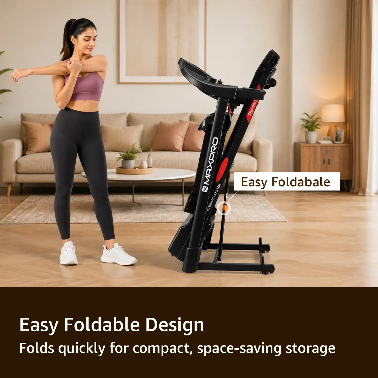 Maxpro Dynamiq Pro BLDC foldable Treadmill for home use