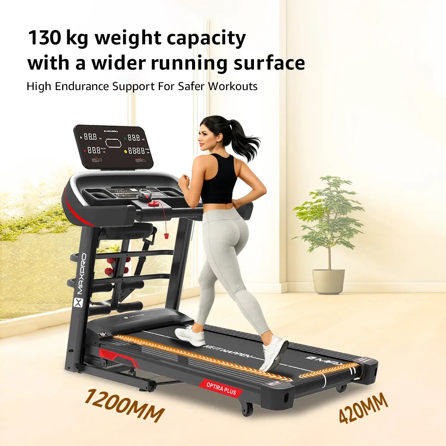 Maxpro Optriaplus Treadmill With 130kg Weight Capacity
