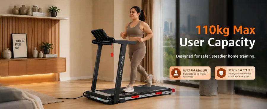 Buy Maxpro AURA PTM1200 Treadmill For Home Use | 4HP BLDC Motor | 110kg | Foldable