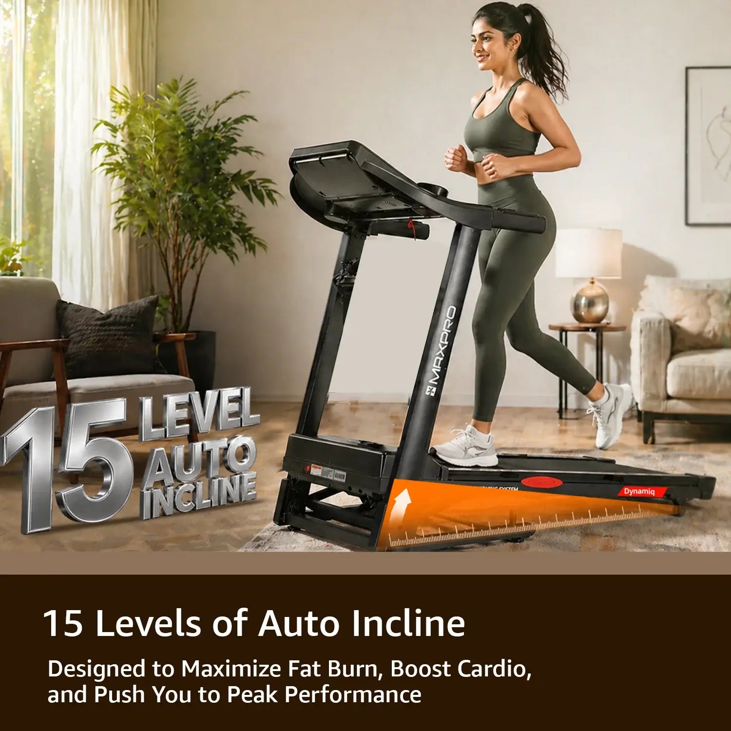 Maxpro dynamiq bldc auto incline treadmill for home