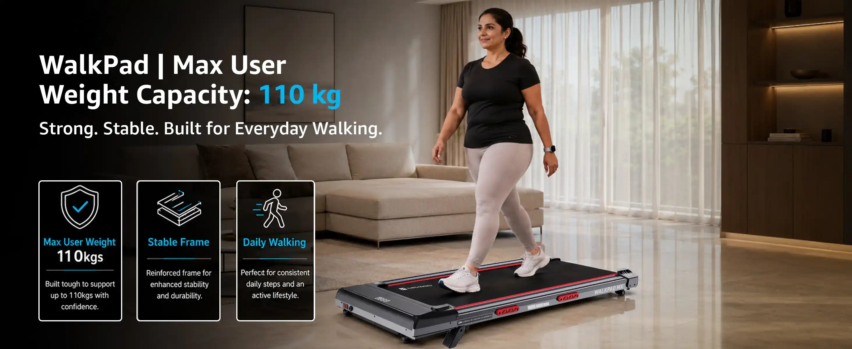Maxpro Walkpad MX For Home Use | 3.5HP BLDC Motor | 110kgs Weight Capacity( MAX001)