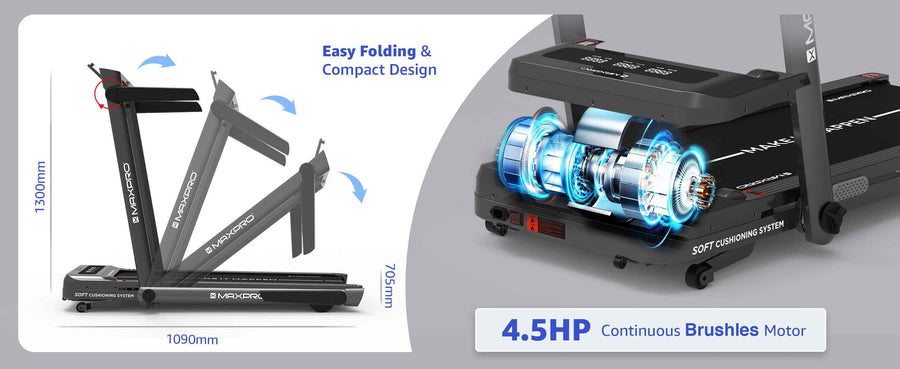 Maxpro Glide Walking Pad 3 in 1 Foldable Under Desk Treadmill  With Remote Control(PTM200I) - Max User Weight 120kgs