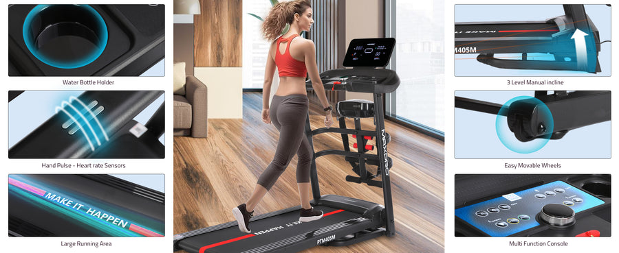 Maxpro FORCE PRO DC Motorized Multifunction Folding Treadmill for home use with Massager,Max.User Weight 110kgs(PTM405M)