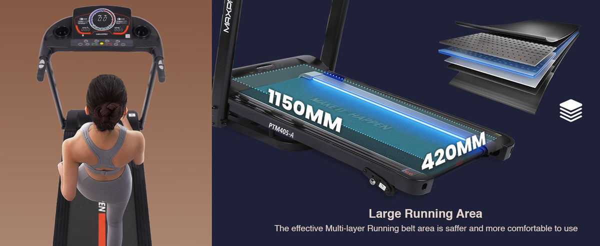 Maxpro Impact Treadmill for Home Use | 4.5 HP Peak, 110 Kg Capacity, Manual Incline, LED Display (PTM 405A)