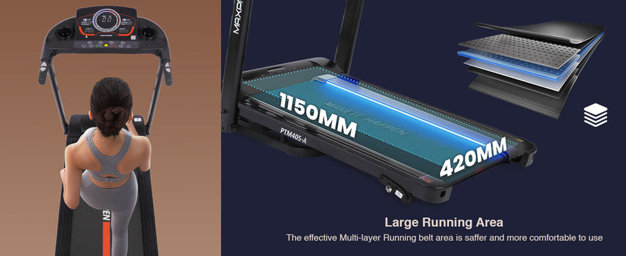 Maxpro Impact Treadmill for Home Use | 4.5 HP Peak, 110 Kg Capacity, Manual Incline, LED Display (PTM 405A)