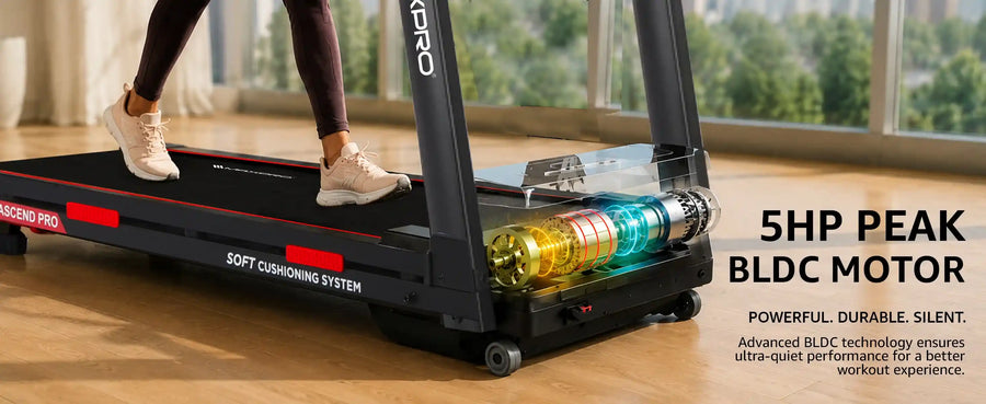 Maxpro Ascend Pro BLDC Treadmill For Home Use (PTA230M) | With Massager | 120kgs | 15-Level Auto-Incline