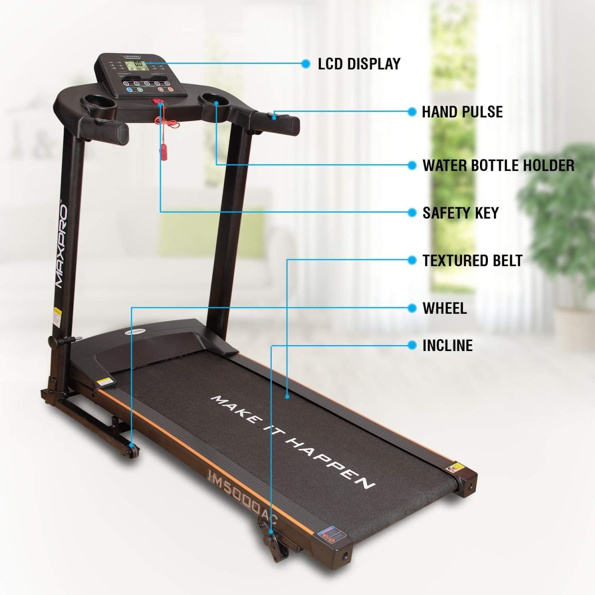 IM5000 AC MOTOR TREADMILL MAX USER WEIGHT 110 KGS - Maxpro Fitness Equipments