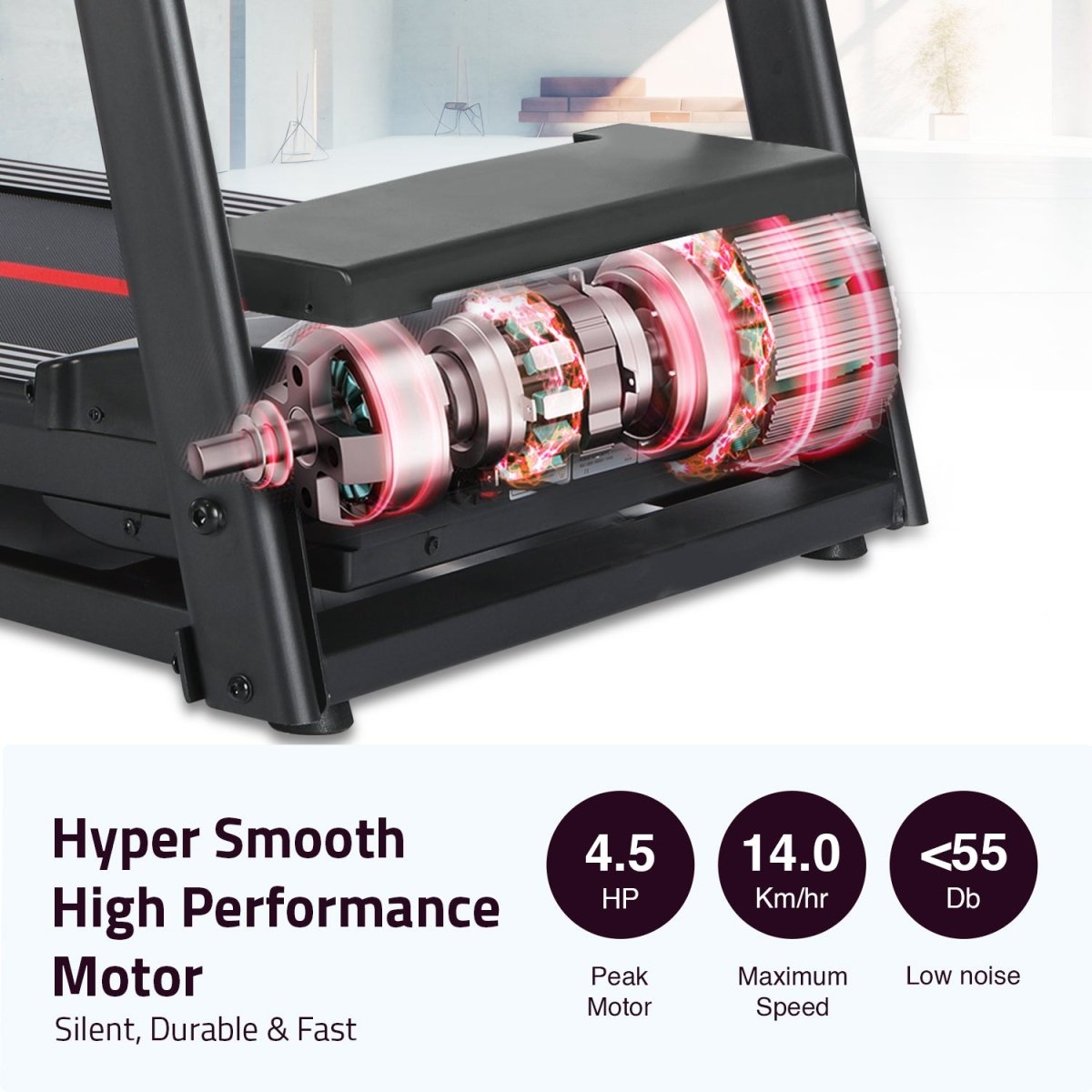 MAXPRO Force 4.5 HP Peak DC Motor Folding Treadmill for Home use,Free Diet Plan,Max.Speed 14km/hr,Max. User Weight 110kgs,Fit Show App Support,Running Machine with LED Display (PTM405) - Maxpro Fitness Equipments