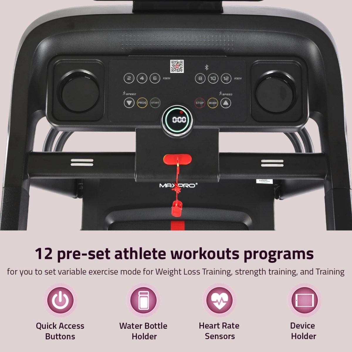 MAXPRO Force 4.5 HP Peak DC Motor Folding Treadmill for Home use,Free Diet Plan,Max.Speed 14km/hr,Max. User Weight 110kgs,Fit Show App Support,Running Machine with LED Display (PTM405) - Maxpro Fitness Equipments