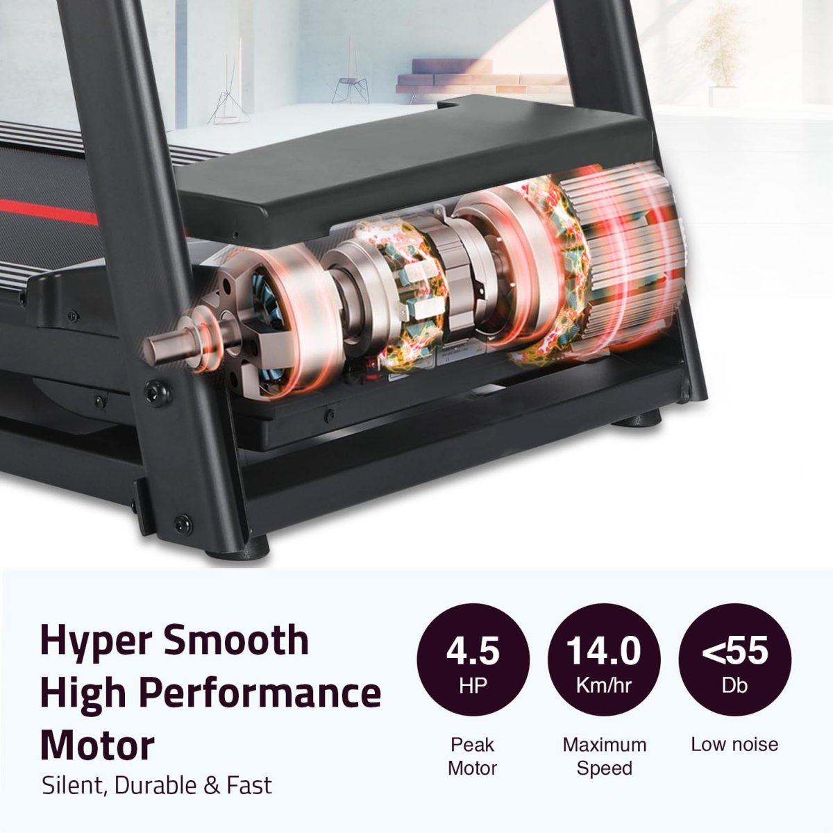 MAXPRO Fusion 4.5 HP Peak DC Motor, 15 Level Auto Incline Treadmill for Home Gym,Free Diet Plan,Max.Speed 14km/hr,Max. User Weight 110kgs,Fit Show App Support, LCD Display for Home use (PTM405I) - Maxpro Fitness Equipments