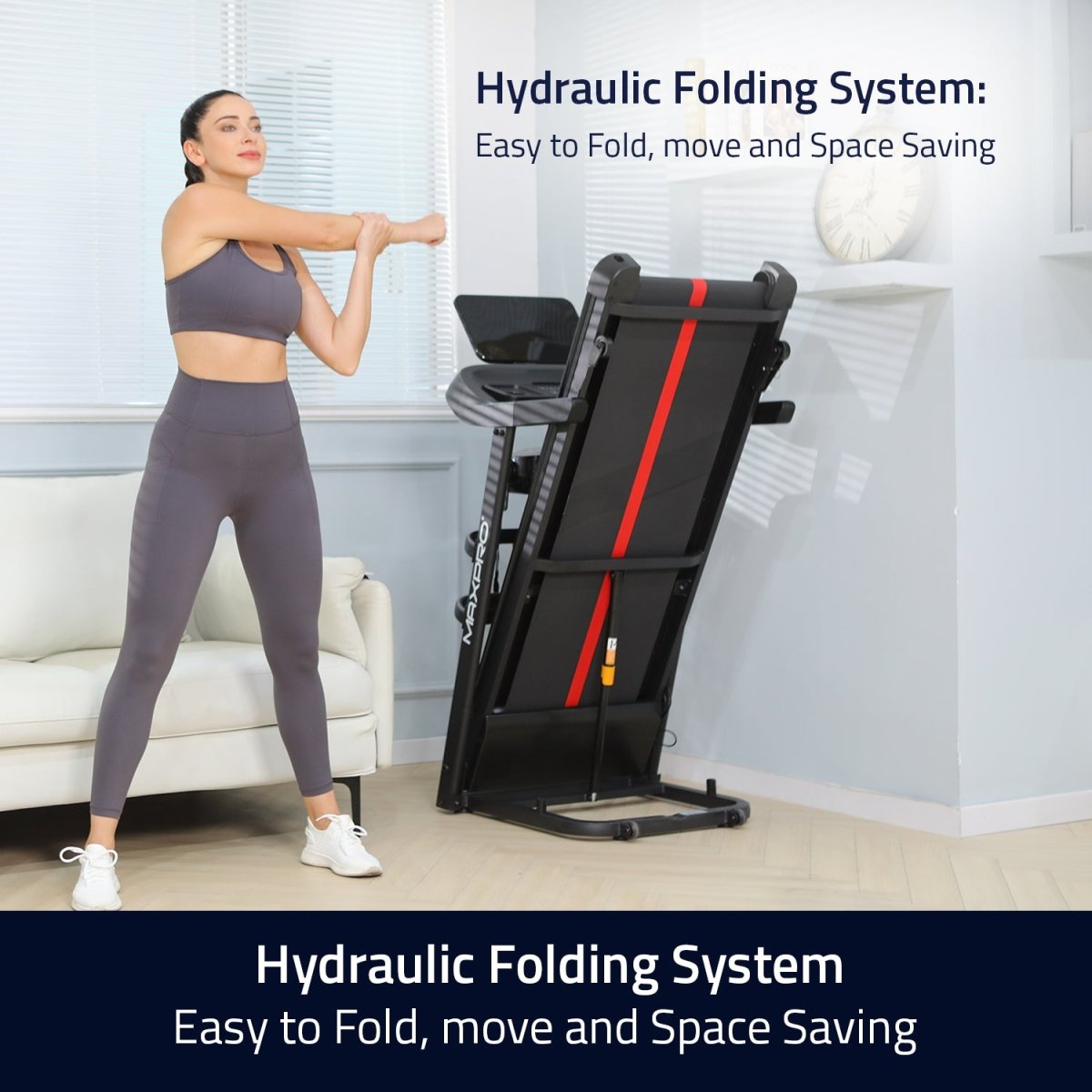 MAXPRO FUSION ELITE Treadmill for Home (5 HP Peak, Max User Weight: 110 Kg, 15 level Auto Incline, massager, Bluetooth APP Connection) Best Running machine for home gym with Led Display (PTM 405MI) - Maxpro Fitness Equipments