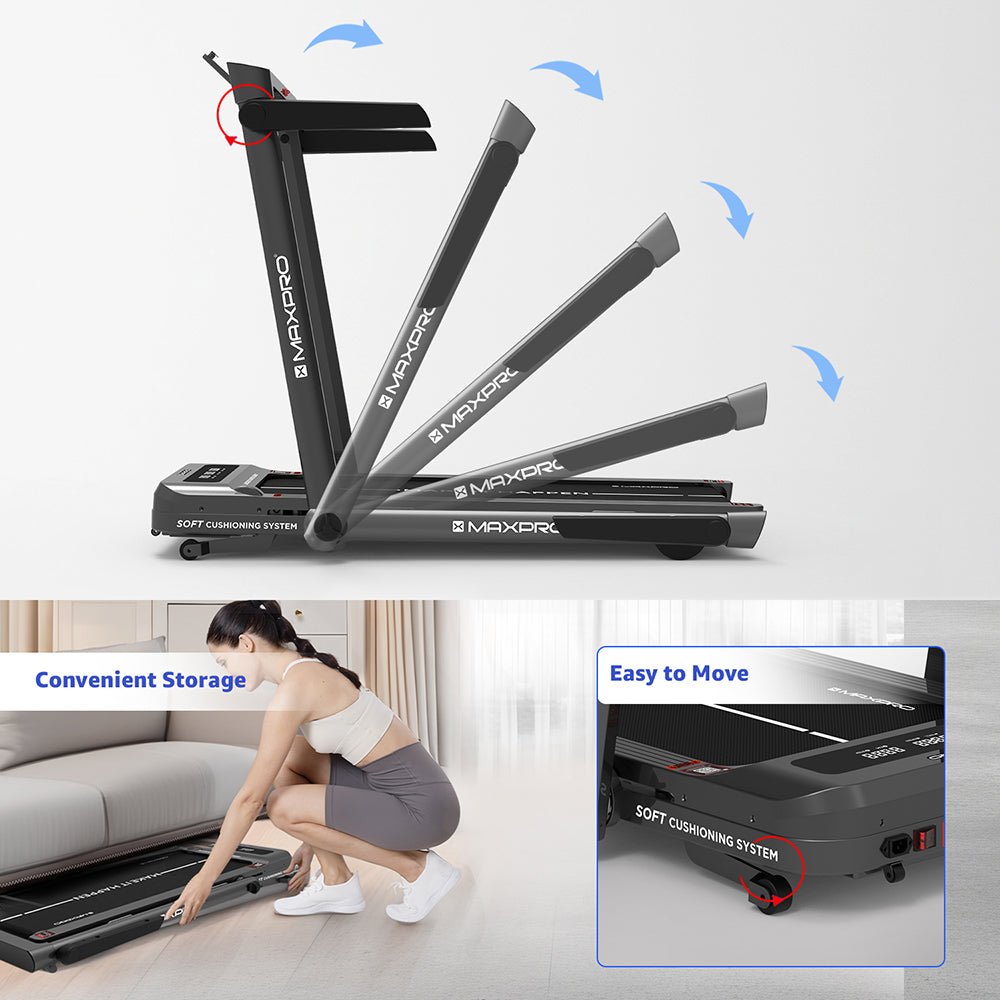 MAXPRO Glide Walking Pad 3 in 1 Foldable Under Desk Treadmill With Remote Control - Max User Weight 120kgs - Maxpro Fitness Equipments