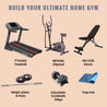 MAXPRO HOME GYM PACKAGE, 7HP PEAK DC MOTOR TREADMILL, ELLIPTICAL CROSS TRAINER, ADJUSTABLE BENCH and FITNESS ACCESSORIES - Maxpro Fitness Equipments