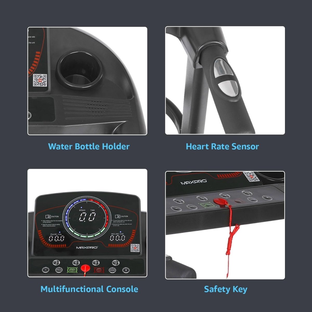 MAXPRO Impact Run 5HP Peak DC Motor Multifunction Foldable Treadmill for Home Gym with Massager, 6 Level Incline,Max.Speed 14km/hr,Fit Show App,Running Machine for Home use with LED Display(PTM600M) - Maxpro Fitness Equipments