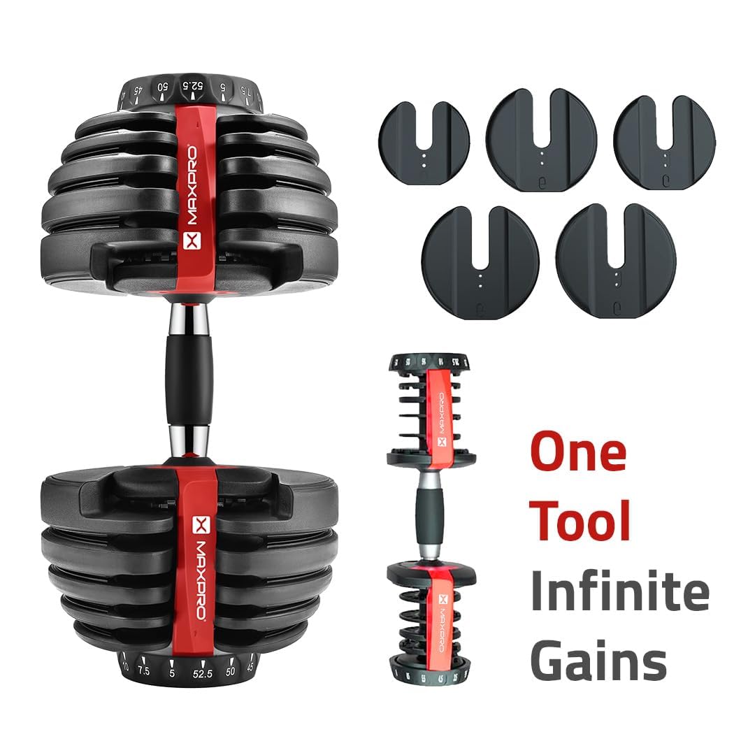 MAXPRO MAXBELL 24KG Adjustable Dumbbell | 15 - in - 1 Compact Home Weight Training System - Maxpro Fitness Equipments