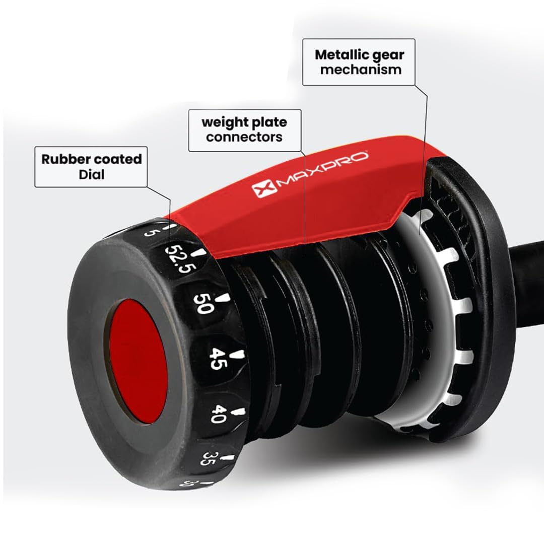 MAXPRO MAXBELL 24KG Adjustable Dumbbell | 15 - in - 1 Compact Home Weight Training System - Maxpro Fitness Equipments