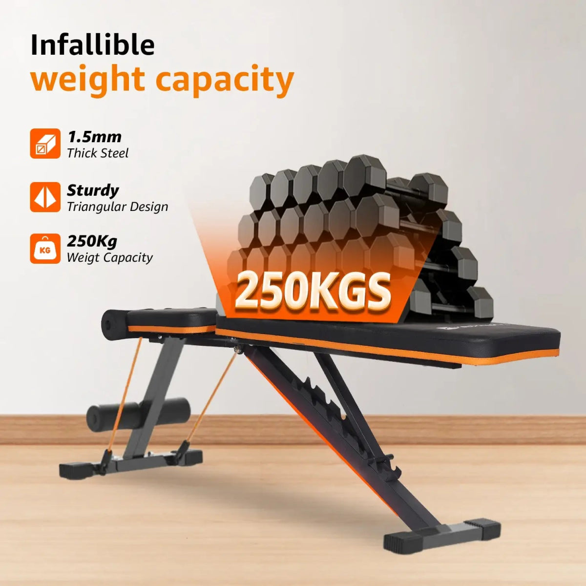 Maxpro MP - AB301 MAXBENCH | Commercial Grade Adjustable & Foldable Gym Bench for Full Body Strength Training - Maxpro Fitness Equipments