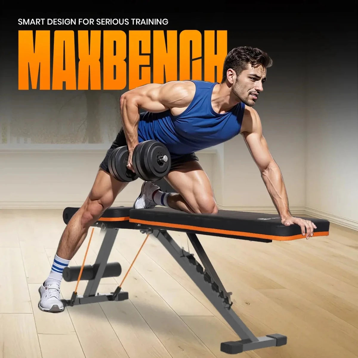 Maxpro MP - AB301 MAXBENCH | Commercial Grade Adjustable & Foldable Gym Bench for Full Body Strength Training - Maxpro Fitness Equipments