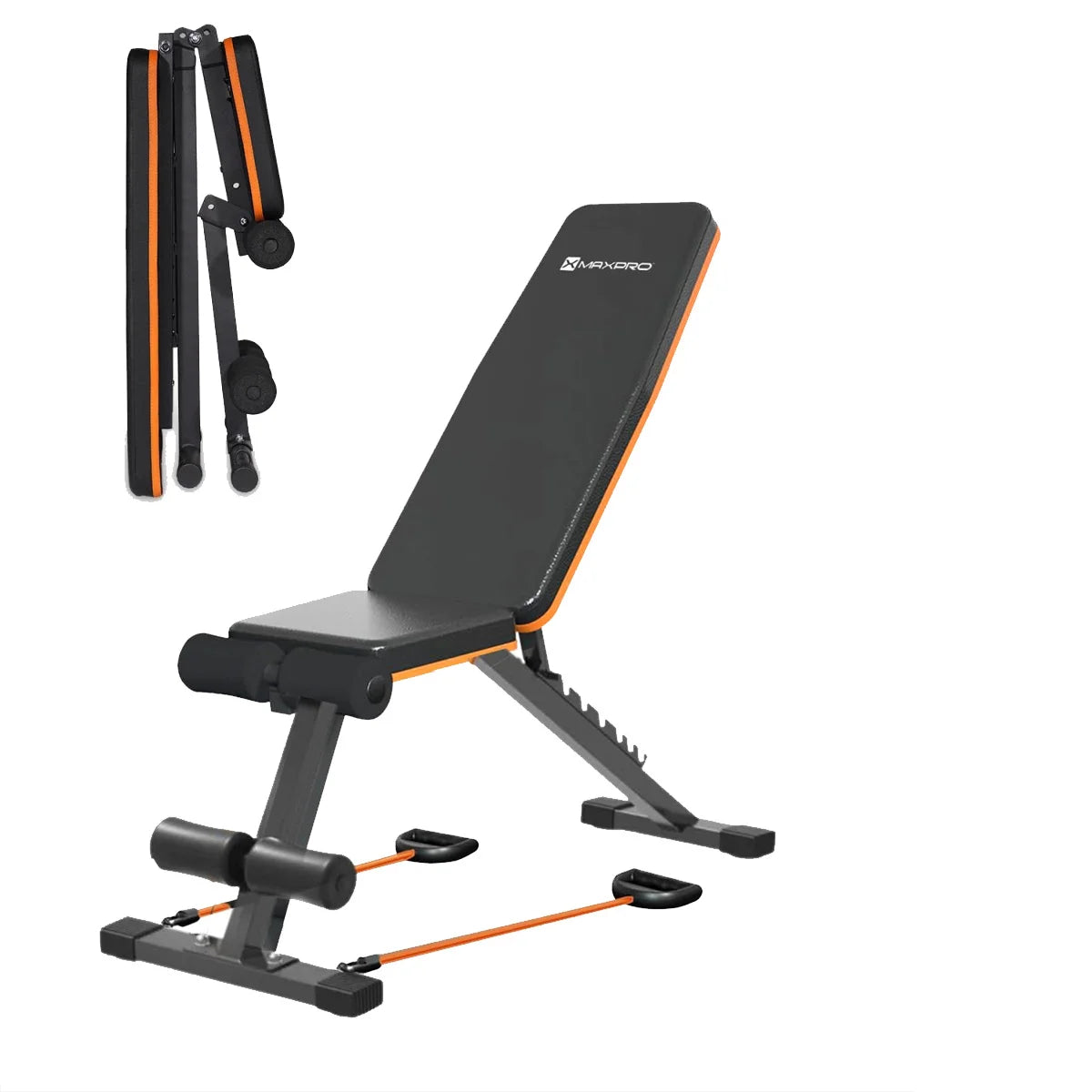 Maxpro MP-AB301 MAXBENCH | Commercial Grade Adjustable & Foldable Gym Bench for Full Body Strength Training