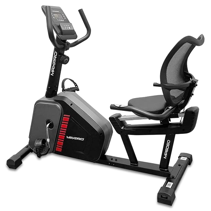 MAXPRO MP6060 Home Use Recumbent Exercise Bike with 7kg Fly Wheel, Adjustable Seat, 8 Level Magnetic Resistance, 120kgs Max.User Weight and LCD Display - Maxpro Fitness Equipments