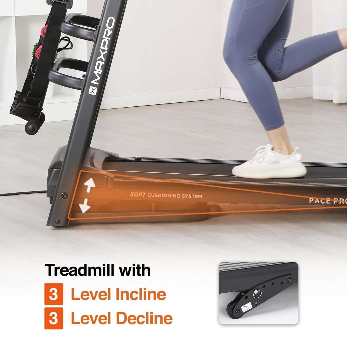 Maxpro PACE PRO PTM605M Treadmill – 5HP Peak DC Motor, 6 - Level Incline, 14km/h Speed, 110kg Capacity, Massager & FitShow App | Home Use Folding Running Machine - Maxpro Fitness Equipments