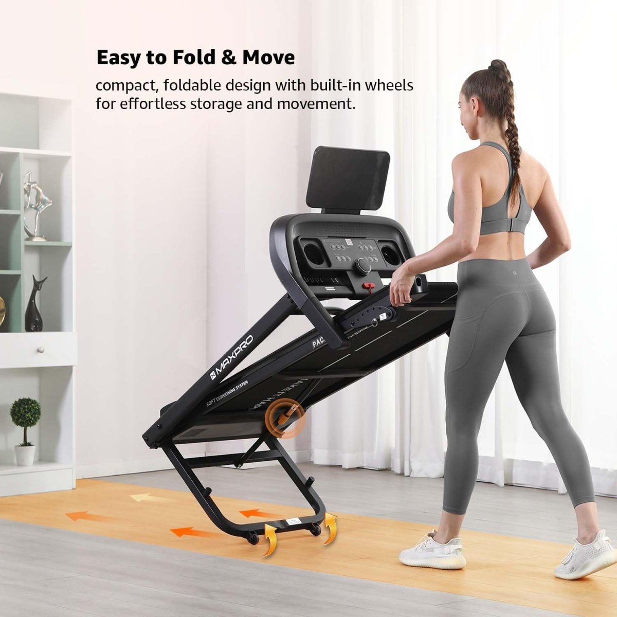 MAXPRO PACE PTM605 Treadmill – 5HP Peak DC Motor, Folding Design, 14km/h Speed, 110kg Capacity, 6 - Level Incline, LED Display & FitShow App | Home Gym Running Machine - Maxpro Fitness Equipments