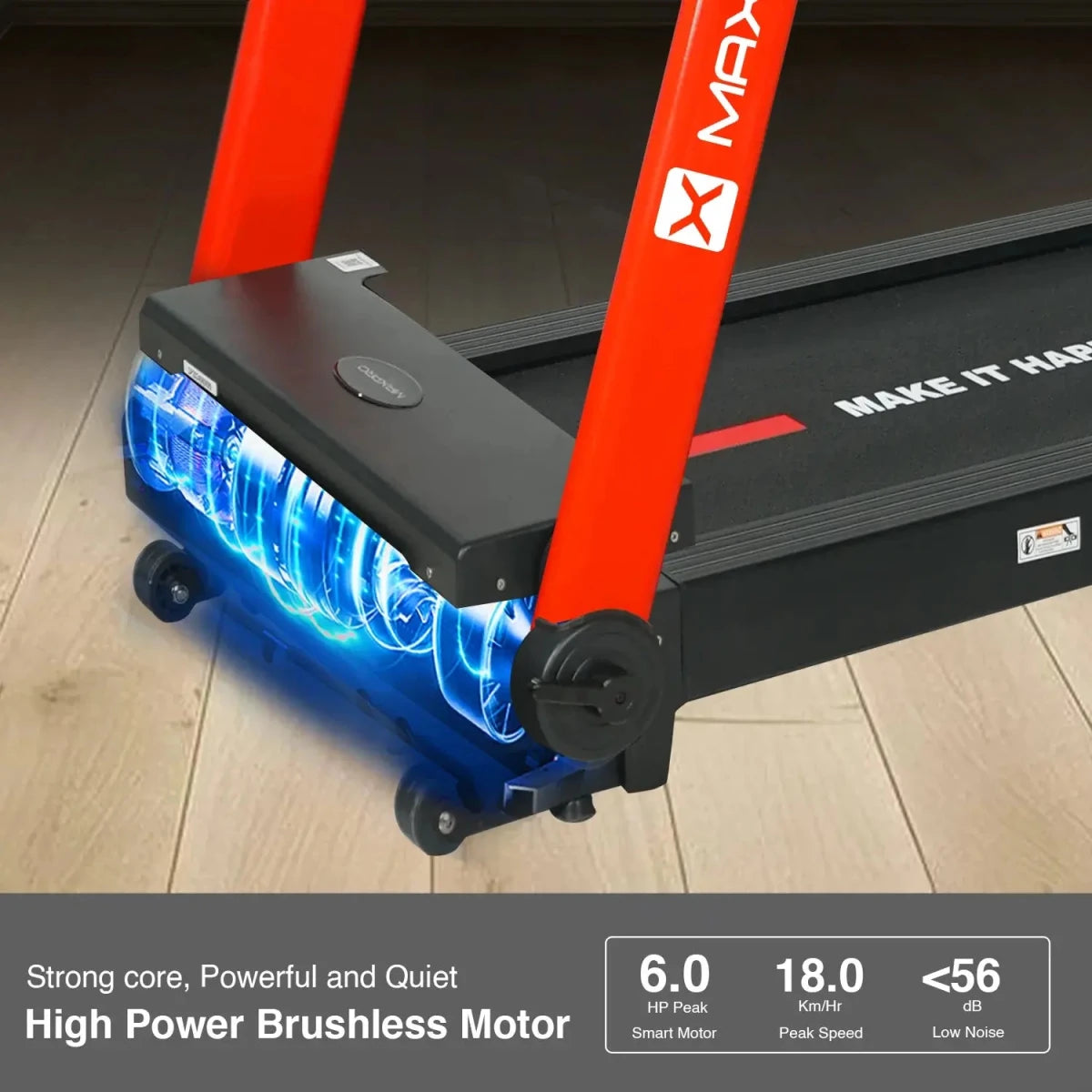 Maxpro Run Auto Treadmill for Home (6 HP Peak Power Auto Incline, 15 levels, Bluetooth App Support, Speed 18 kmph) Best Running Machine for Home Gym (PTA460I) | 1 Year Warranty | User Weight 140 kgs - Maxpro Fitness Equipments