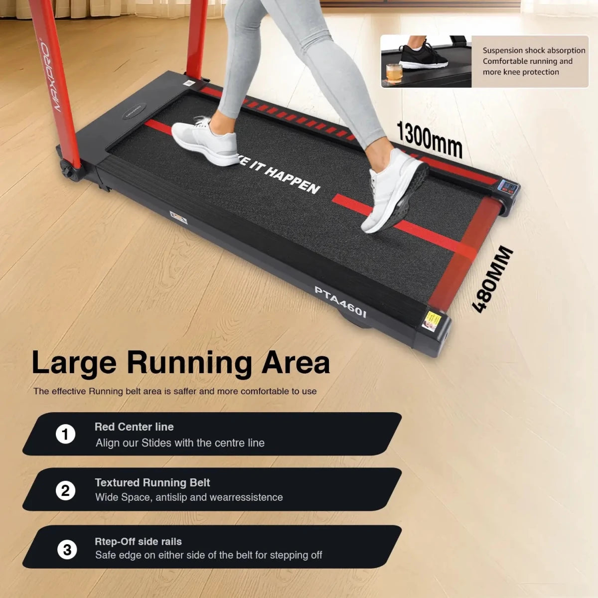 Maxpro Run Auto Treadmill for Home (6 HP Peak Power Auto Incline, 15 levels, Bluetooth App Support, Speed 18 kmph) Best Running Machine for Home Gym (PTA460I) | 1 Year Warranty | User Weight 140 kgs - Maxpro Fitness Equipments
