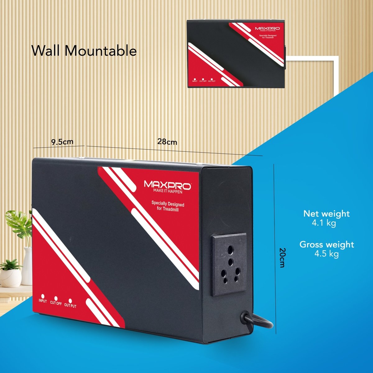 MAXPRO Stabilizer Specially Designed for Treadmill, Optimal Protection for Treadmill 4kva - Maxpro Fitness Equipments