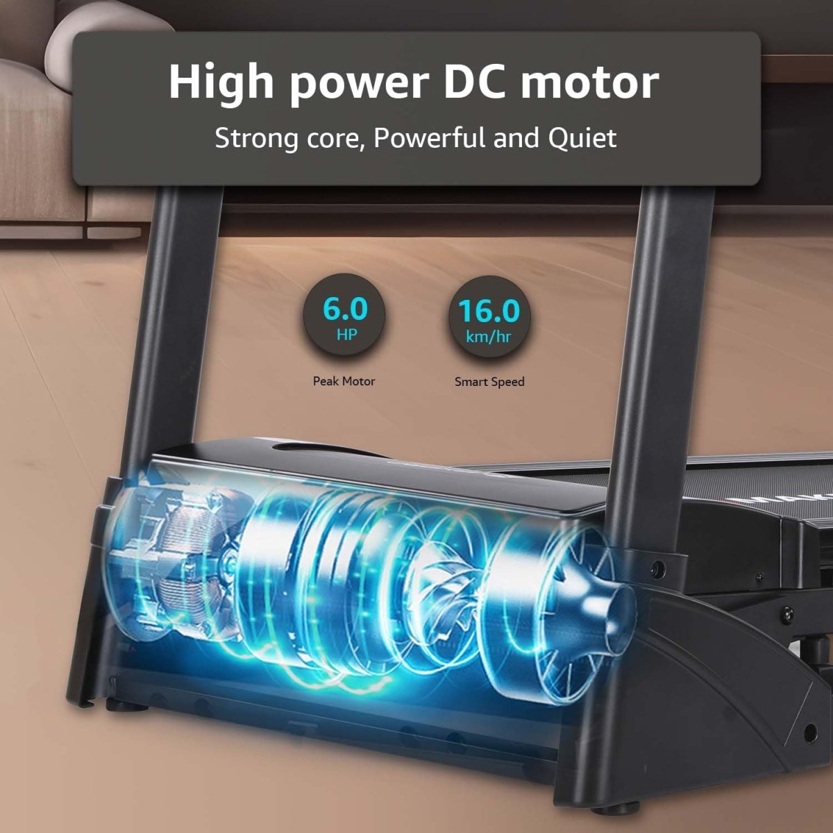 MAXPRO Thrust PTA550IDC Treadmill – 6HP Peak DC Motor, 15 - Level Auto Incline, 16km/h Speed, 130kg Capacity, LCD Display, Foldable Design | Motorized Treadmill for Home Use - Maxpro Fitness Equipments