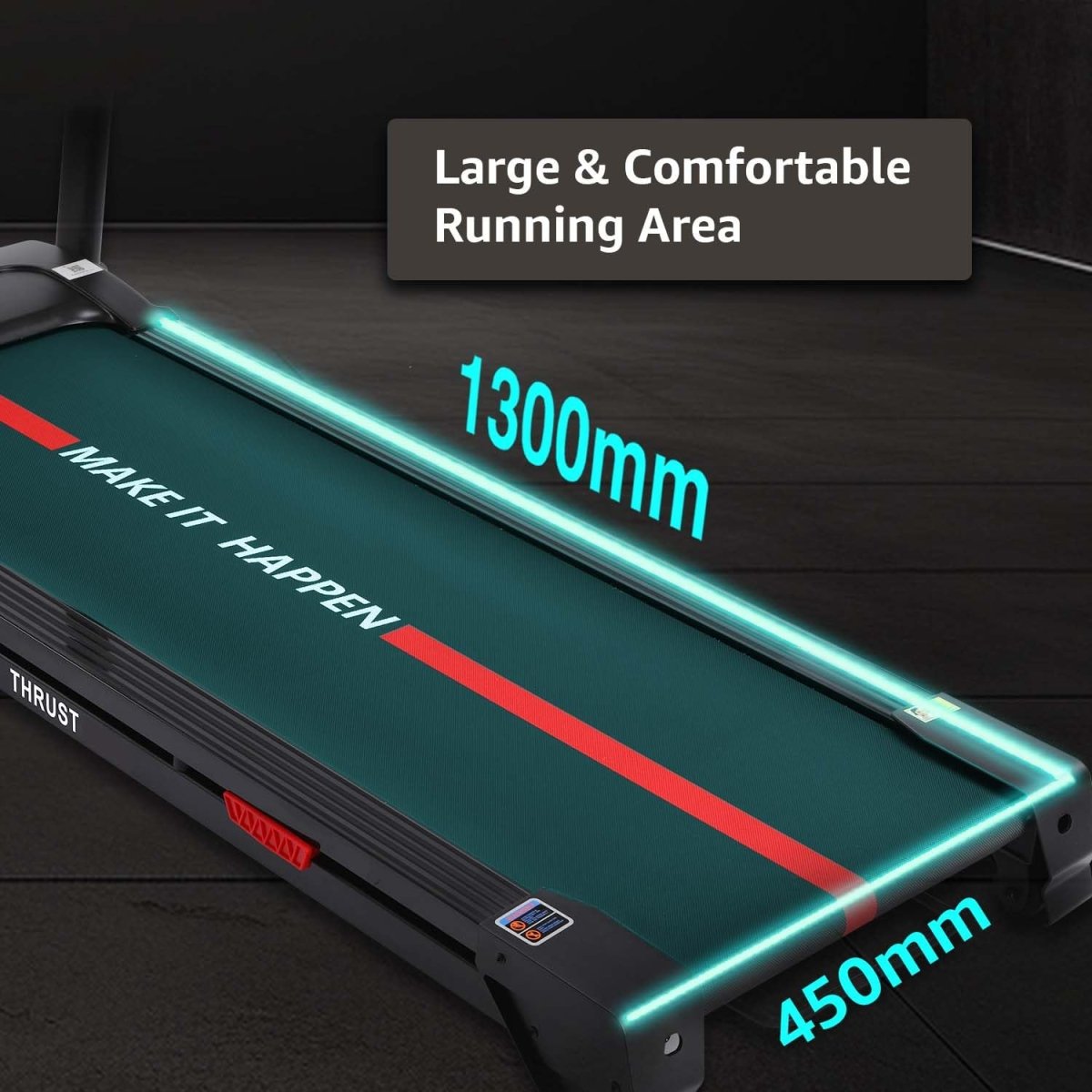 MAXPRO Thrust PTA550IDC Treadmill – 6HP Peak DC Motor, 15 - Level Auto Incline, 16km/h Speed, 130kg Capacity, LCD Display, Foldable Design | Motorized Treadmill for Home Use - Maxpro Fitness Equipments