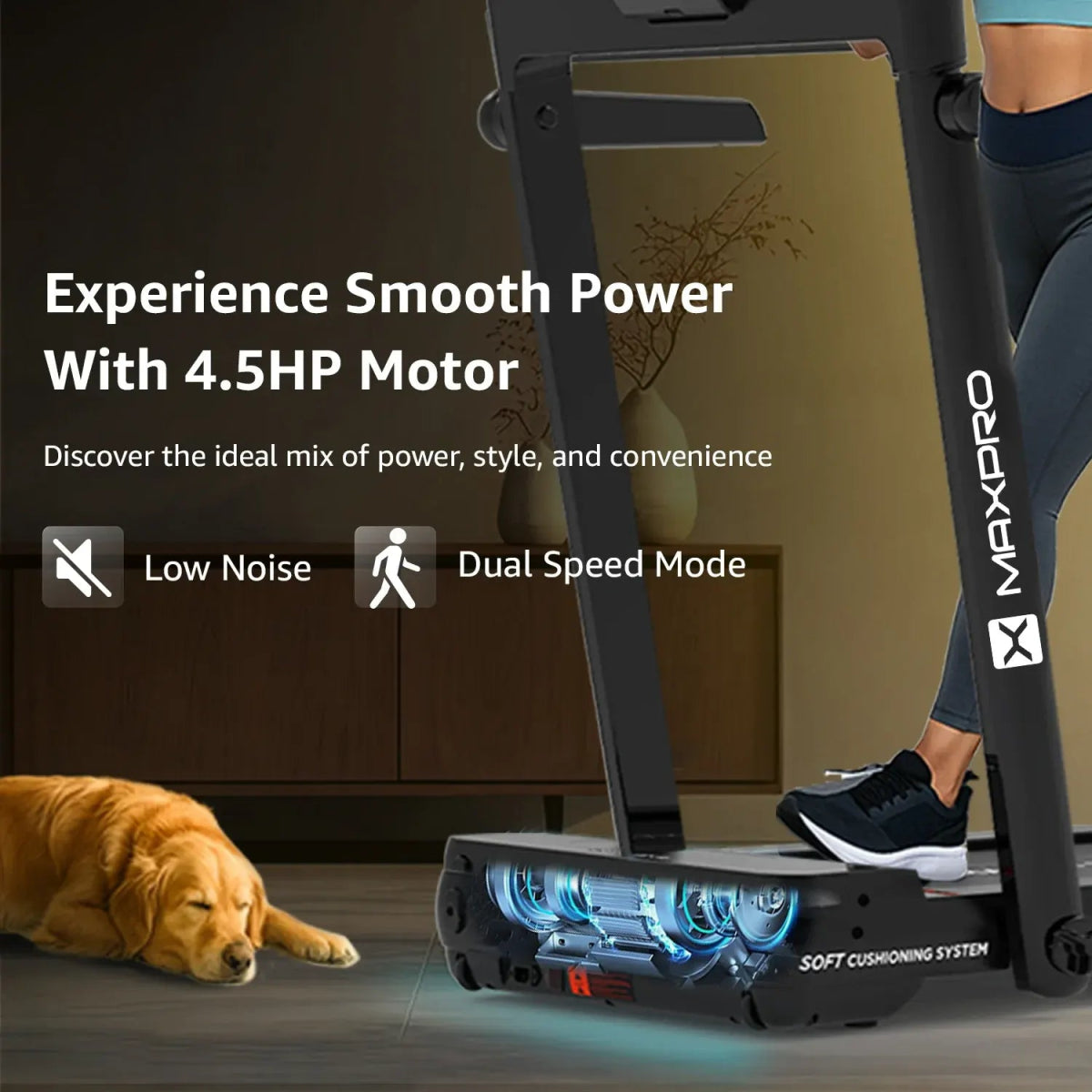 Maxwel PTM200 home Running Machine Wirh Smooth 4.4hp power(Low Noise and Dual speed Mode)