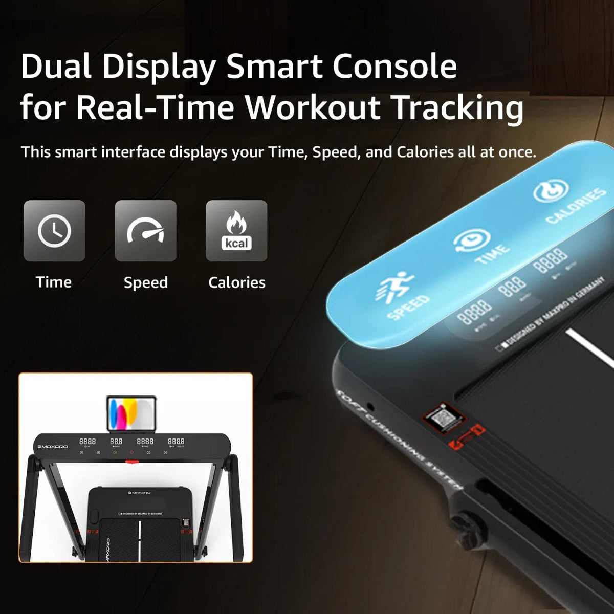 Maxwel PTM200 Treadmill With dual display console for real time workout Tracking