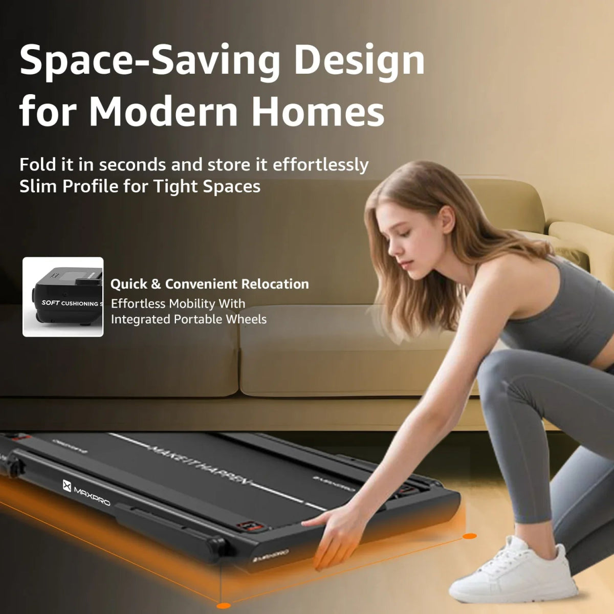 MAXWEL PTM200 4.5HP Peak Motor 3 in 1 Foldable Treadmill with space saving design for modern Homes