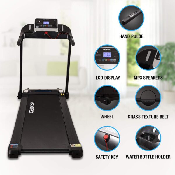 Maxpro I10 (3 HP Peak, 3 levels Manual Incline) Motorized Treadmill for Home with 12 preset Workouts, Max Speed 12km/hr. LCD Display | Max. User Weight 90Kg | Best running machine for home gym - Maxpro Fitness Equipments