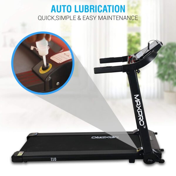 Maxpro I10 (3 HP Peak, 3 levels Manual Incline) Motorized Treadmill for Home with 12 preset Workouts, Max Speed 12km/hr. LCD Display | Max. User Weight 90Kg | Best running machine for home gym - Maxpro Fitness Equipments
