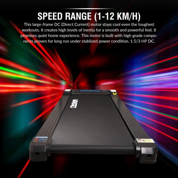 Maxpro I10 (3 HP Peak, 3 levels Manual Incline) Motorized Treadmill for Home with 12 preset Workouts, Max Speed 12km/hr. LCD Display | Max. User Weight 90Kg | Best running machine for home gym - Maxpro Fitness Equipments