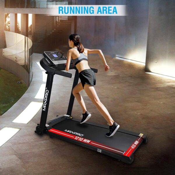 Maxpro I10 (3 HP Peak, 3 levels Manual Incline) Motorized Treadmill for Home with 12 preset Workouts, Max Speed 12km/hr. LCD Display | Max. User Weight 90Kg | Best running machine for home gym - Maxpro Fitness Equipments