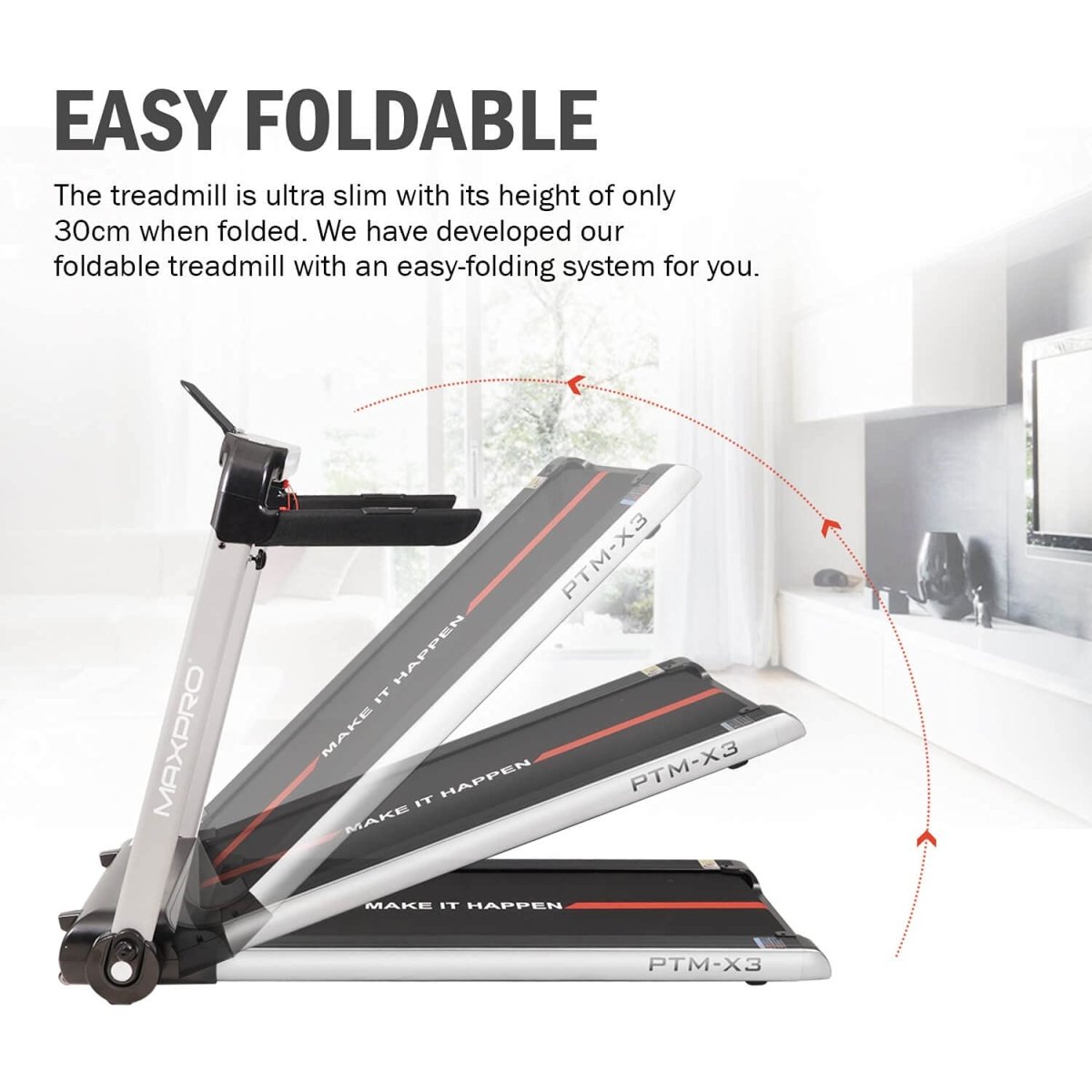PTMX3 PLUS TREADMILL MAX USER WEIGHT 100 KGS - Maxpro Fitness Equipments