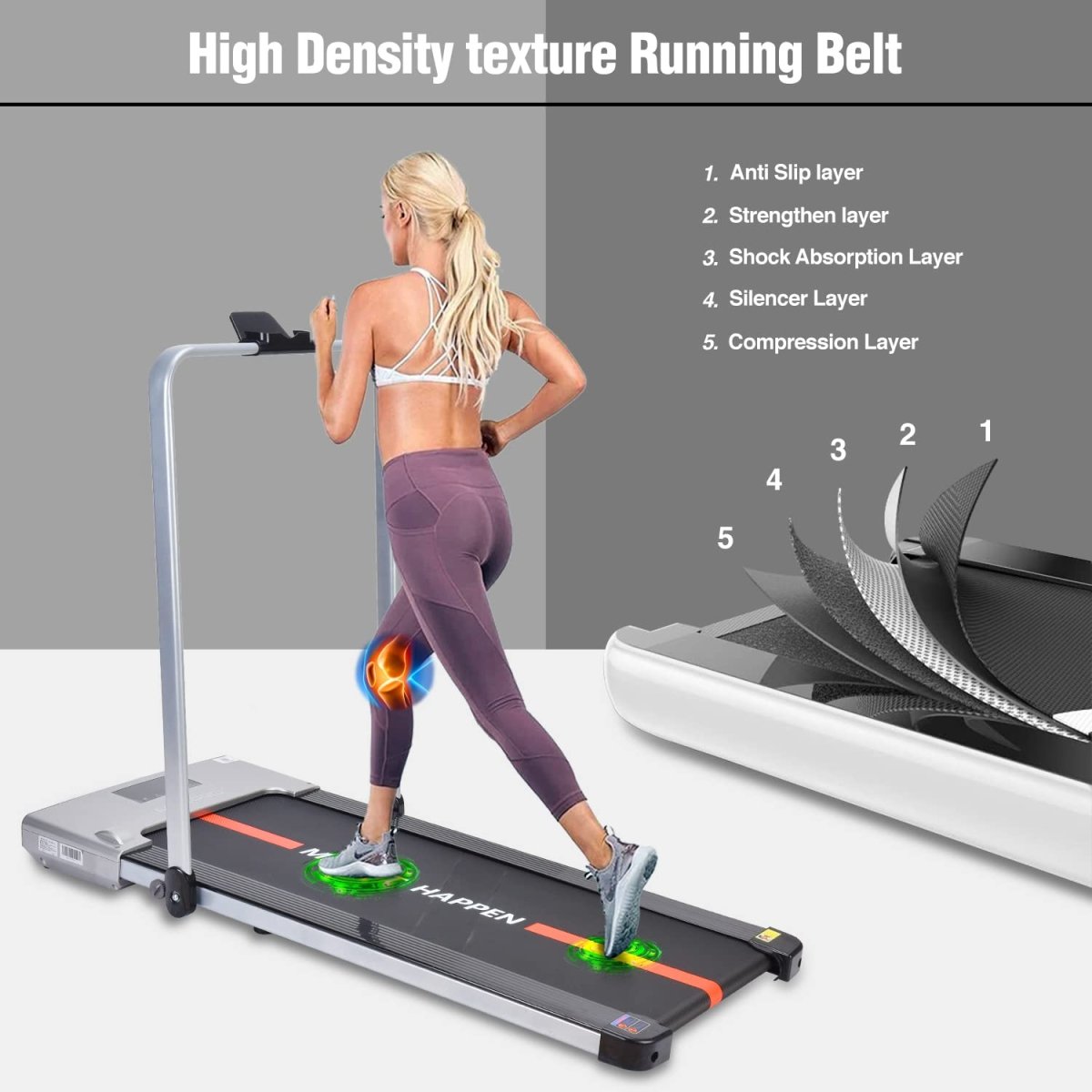 Walking Pad | Maxpro WALK (PTM X1) Walking Pad Treadmill | Ultra Slim Smart Fold Running machine for home gym Under Desk | Remote controlled | User Weight 90kg | Speed 1 to 8 | Treadmill for home - Maxpro Fitness Equipments